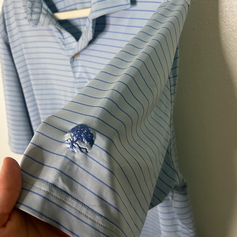 Peter Millar blue striped performance polo - Picture 3 of 5